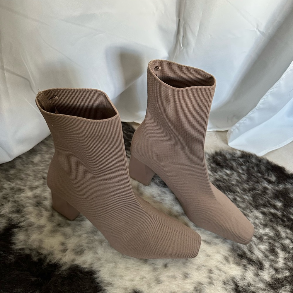 Zara Block Heel Fabric Ankle Boots